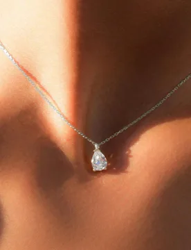 Pieza Collar de plata de ley 925, collar con colgante en forma de pera minimalista, diseño elegante, regalo pensado para novia o mejor amiga, cadena - Shein - FashionsVida