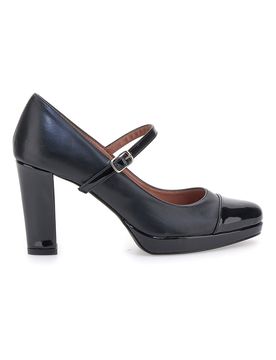 Mary Jane nere con punta tonda, cinturino e plateau 2567 38
