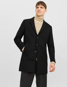 Cappotto nero in panno di misto lana - Jack & jones - FashionsVida