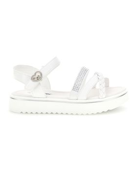 Sandali Bianchi con Strass e Fascia Intrecciata E532 30