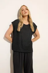 Women's Tall Textured Top in Black Size: 14 - Black - Size: 14
