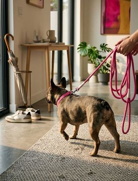 Guinzaglio per cane - rosa cipria