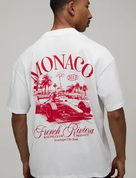 Men's Oversized Monaco Racing T-Shirt White Size Small White S - boohooMAN - FashionsVida