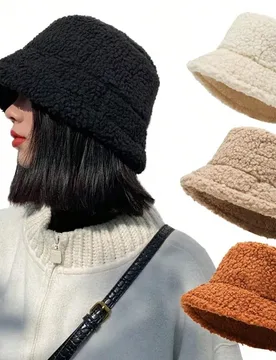 Pieza Sombrero de cubo de lana de unicolor minimalista para otoño/invierno, sombrero de cubo de moda para mujer, regalo diario, sombrero de cubo mult - Shein - FashionsVida