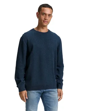 Maglione 107570 Structured Crewneck Knit Real Teal Navy Twotone XL