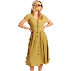 Vestito Midi A Maniche Corte Nieve Pear Green XS