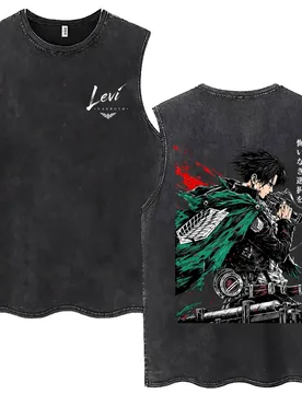 Anime Attack on Titan Levi Ackerman Vintage Washed Tank Tops Men Women Cartoon Manga Merch Sleeveless Vest T-shirt Streetwear - Aliexpress - FashionsVida