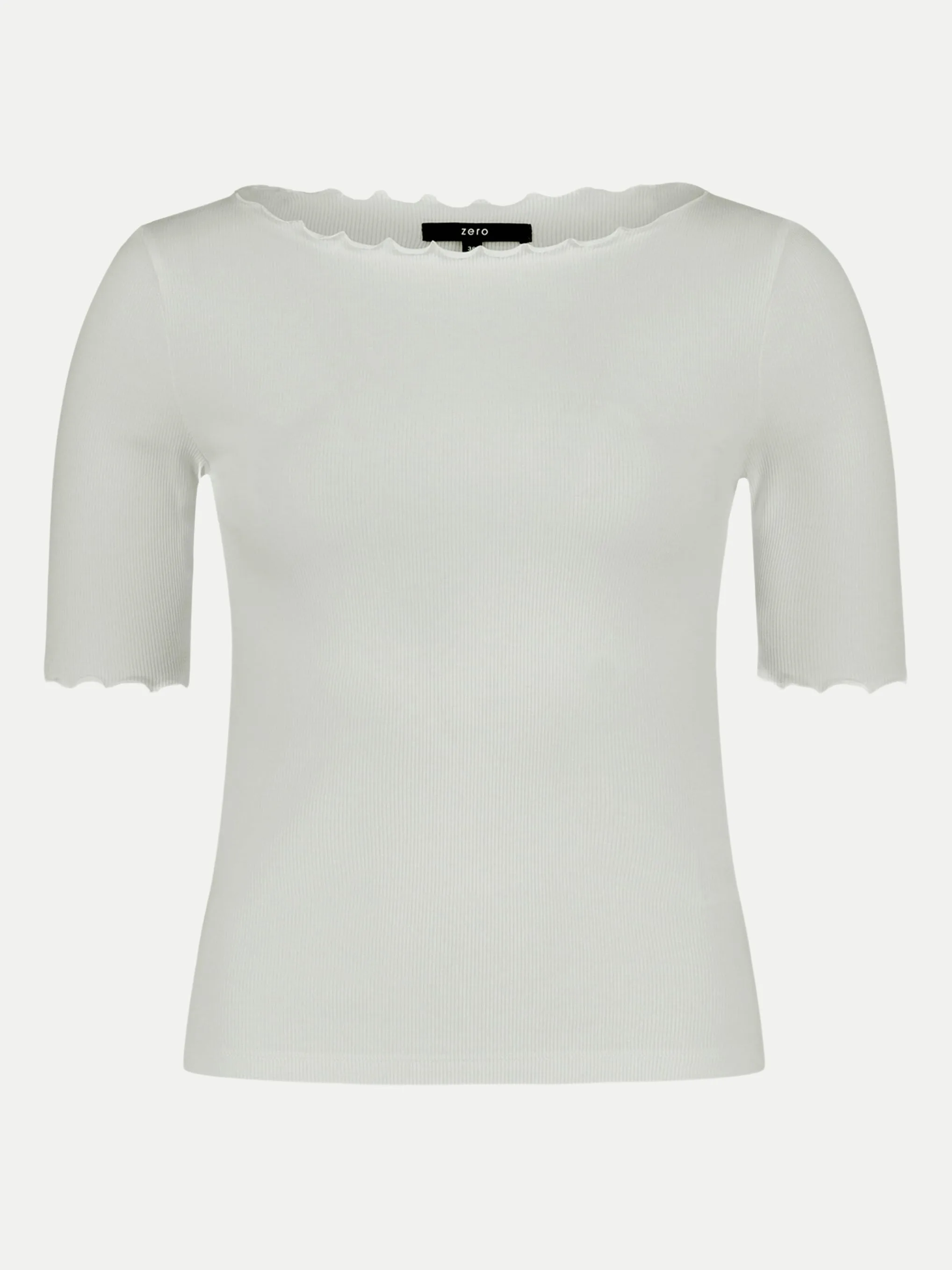 T-Shirt mit U-Boot-Ausschnitt Weiß 44 - Zero - FashionsVida