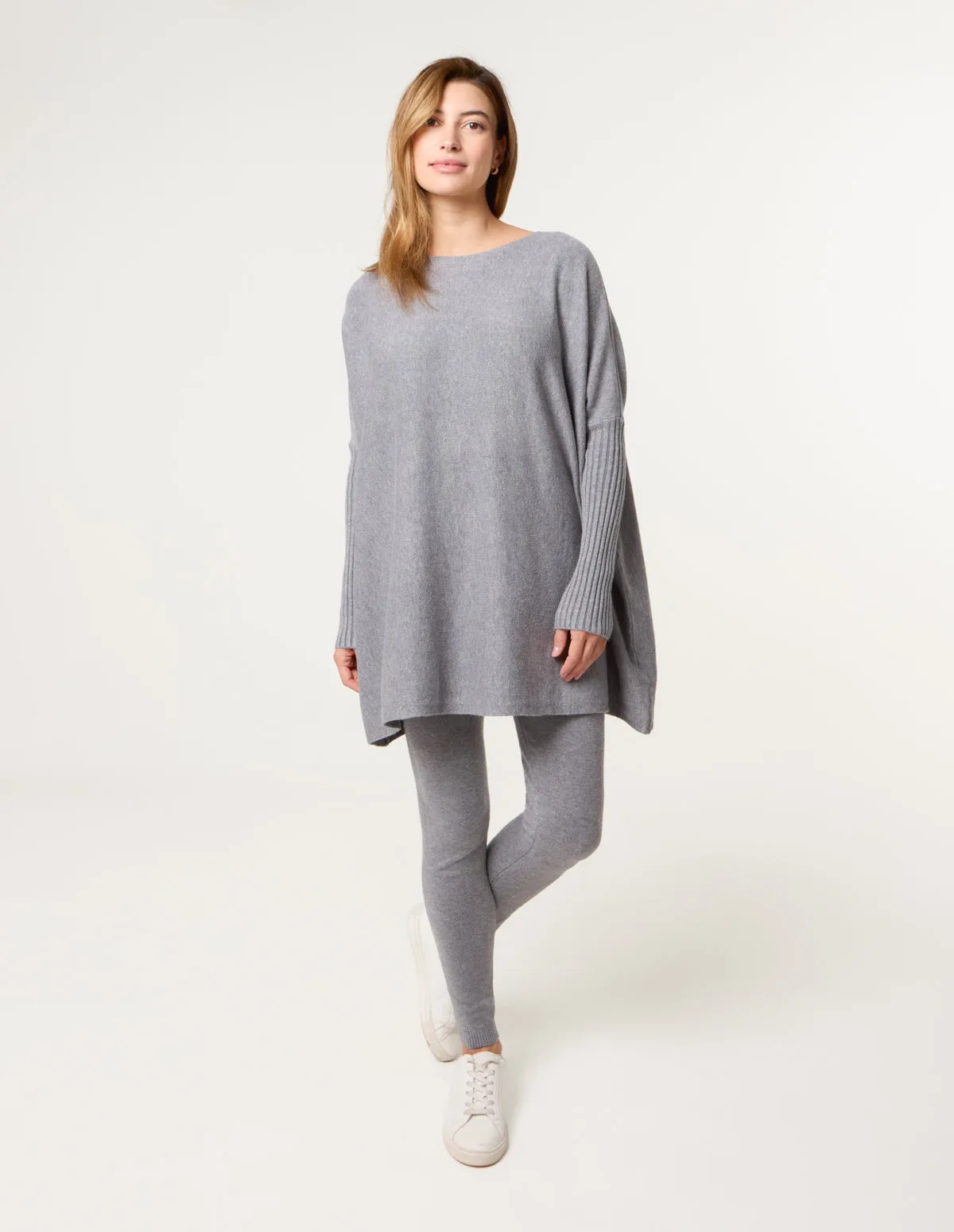 Knitted Oversized Set - ONE / GREY MELANGE - female - Blue Vanilla - FashionsVida