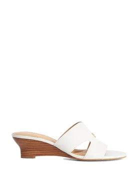 Wide Fit Leather Wedge Mules White female - Dune london - FashionsVida