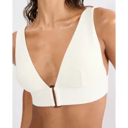 Top de bikini triangular con escote profundo sin aro y copa de secado rápido