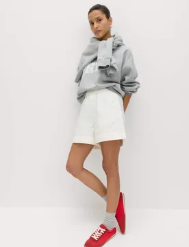 Pure Cotton Poplin High Waisted Shorts Ecru female - M&S - FashionsVida