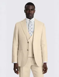 Tailored Fit Pure Linen Twill Suit Jacket Neutral male