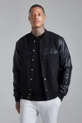 Herren Tonal Limited Edition Melton Bomberjacke Black Größe Medium