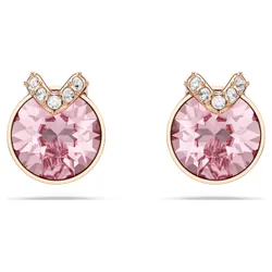 Orecchini a lobo Bella V, Taglio tondo, Pavé, Rosa, Finitura oro rosa 18K OS