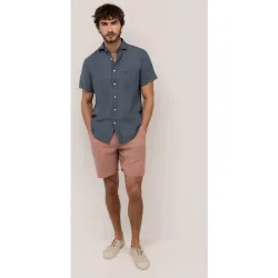 Bermuda de lino de hombre lisa