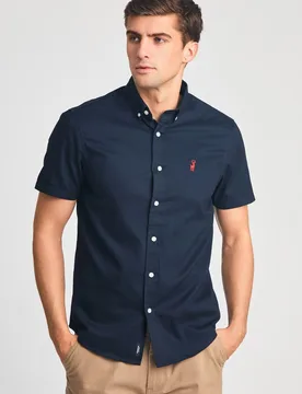 Cotton Mens Oxford Short Sleeve Shirt - - Size: L - Kensington - FashionsVida