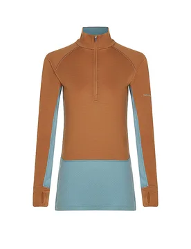 Zipshirt intimo da donna 200 ZoneKnit™ Merino marrone chiaro L - Icebreaker - FashionsVida