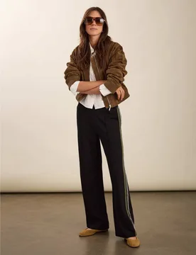 Side Stripe Wide Leg Trousers Black female - Baukjen - FashionsVida
