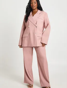 Womens Plus Oversized Horn Button Blazer - Dusty Pink - Size 20 Uk - Boohoo - FashionsVida