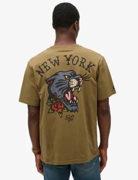Superdry Herren T-shirt mit Tattoo-grafik Grün - Größe: XL - 44.99 - FashionsVida