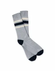 Striped Pure Cotton Ribbed Socks Blue female