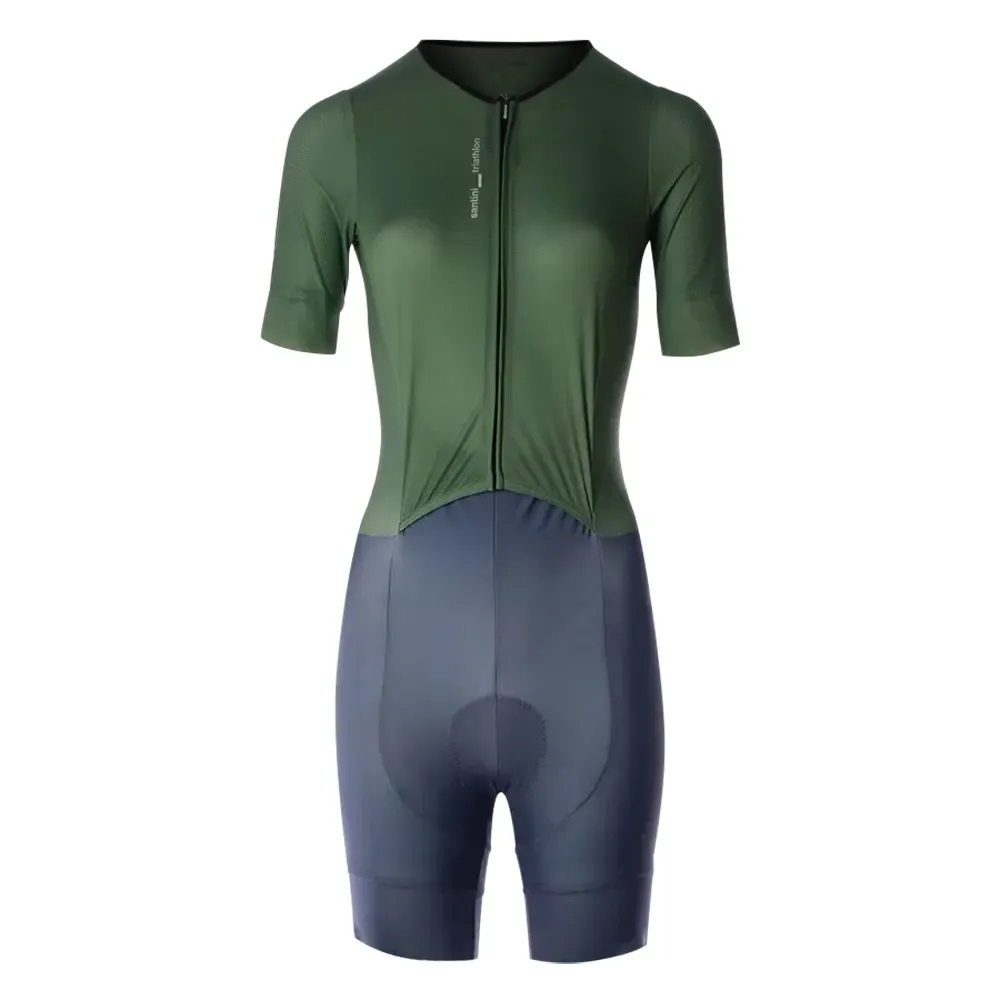 Leaf Short Sleeve Trisuit Acqua L Women - Santini - FashionsVida