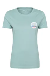 Regional Womens Cornwall Graphic Tee Breathable Casual Everyday T-Shirt Pale Green Cotton - Size 16 Uk