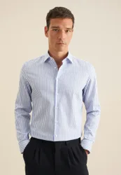 Shaped Business Hemd Gestreift Blau 38