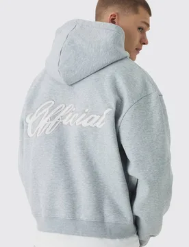 Herren Oversized Boxy Official Zip-Hoodie Sweatshirt Grey Marl Größe 2XL - boohooMAN - FashionsVida
