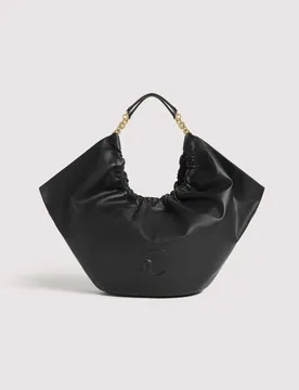 Borsa a spalla Smash Small in pelle liscia nera con manico in pelle e catena - Coccinelle - FashionsVida