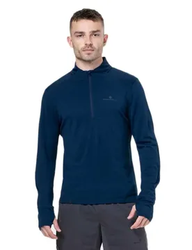 Maglietta A Manica Larga Con Mezza Cerniera Tech Merino Dark Navy / Oxide M