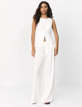 Verstellbare Wide-Leg-Hose Ecru 44 - Stradivarius - FashionsVida