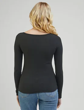 Long Sve Slim Boat Neck Tee Charcoal Größe S female - Lee - FashionsVida