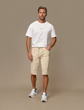 Pantaloncini jogger in denim - beige