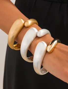 PuRui Creative Matte Metal Water Drop Open Cuff Bangles for Women Unique Irregular Arm Bracelets Grunge Jewelry Steampunk Men - Aliexpress - FashionsVida