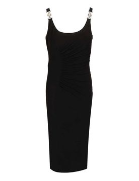 Vestito midi senza maniche drappeggiato
