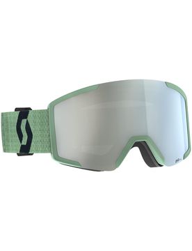 Skibrille Shield Soft Green/Black AMP White Chrome S2 Grün