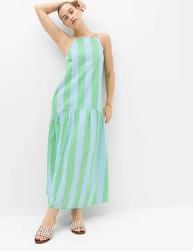 Pure Cotton Strappy Square Neck Beach Dress Blue Mix female - M&S - FashionsVida