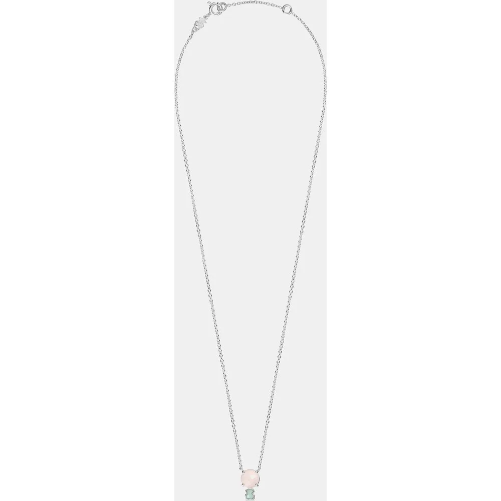 Collar mini color de plata con cuarzo y amazonita - Tous - FashionsVida