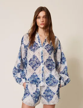 Chemise en ramie avec imprimé floral - TWINSET - FashionsVida