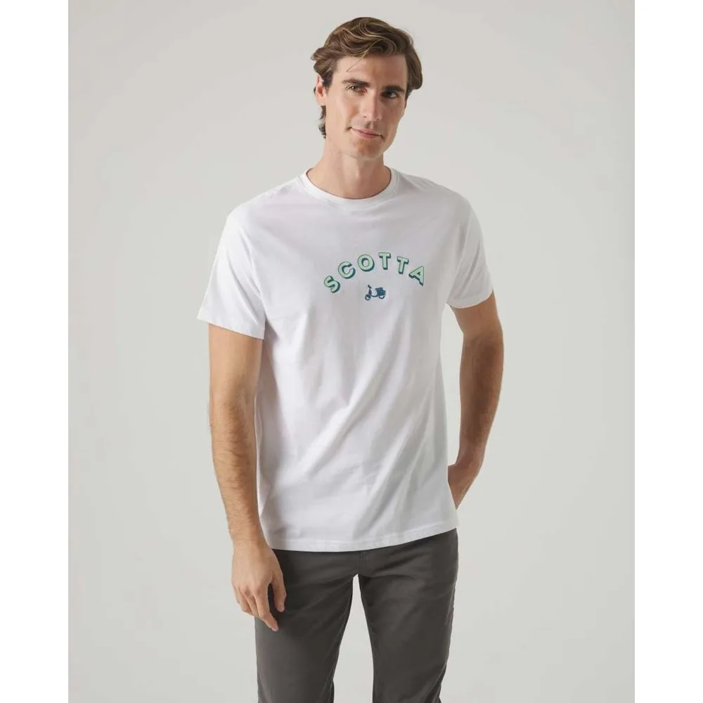 Camiseta de hombre blanca de manga corta - Scotta 1985 - FashionsVida