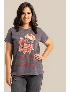 Camiseta lavada manga corta con detalle de tachas - October - FashionsVida