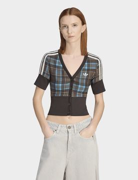 Womens Checked V-neck Shirt With Buttons - Multicolor, multicolor multicolor Donna taglia L