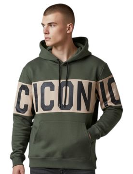 Felpa verde cappuccio logo stripe ICUF2W6F010