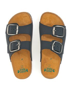 Ciabatte nere doppia fibbia sottopiede in pelle suola antiscivolo 335CF20630SR 38