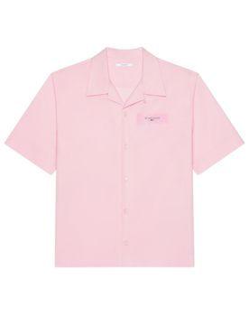 Mini Hawaiian-Print Cotton Shirt with Chest Stamp & Button Closure