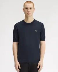 Mens T-Shirt In Dark Blue Cotton - Size Large