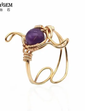 ShinyGem Amethyst Opening Adjustable Schmuck Woman Retro Sense Design 18k Gold Plated Mastercrafted Twisted Handmade Ring - Aliexpress - FashionsVida