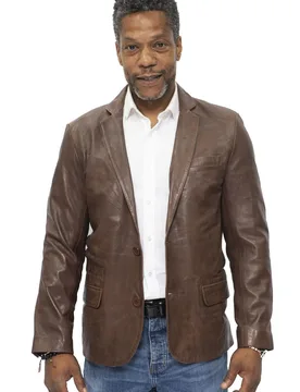 Mens Slim 2 Button Blazer Jacket-London - Brown - Size Medium - Infinity Leather - FashionsVida